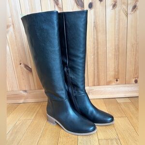 CORSO COMO Classic Tall Knee High Riding Boots in Black Leather Size 7
